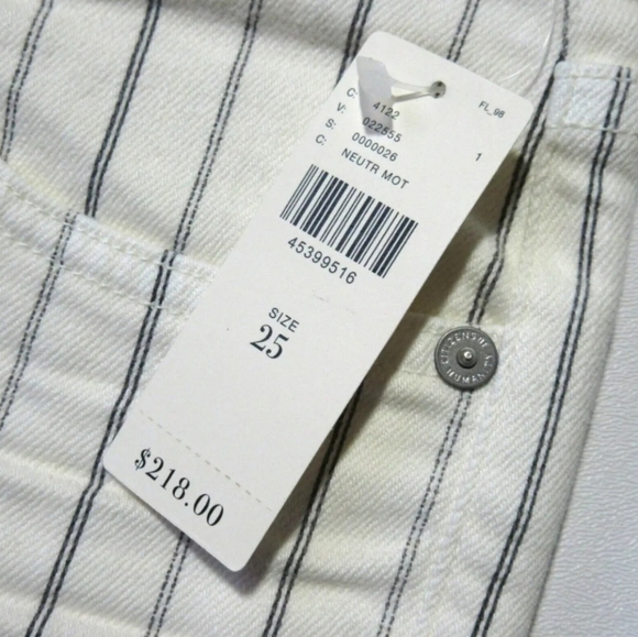 Citizens of Humanity Rocket Crop High Rise Skinny Jean's Ivory/Black Stripe NWT - Picture 4 of 14